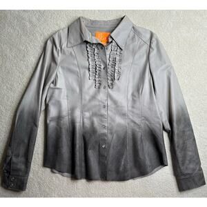Blink: Gray Ombre Faux Ruffled Leather Jacket